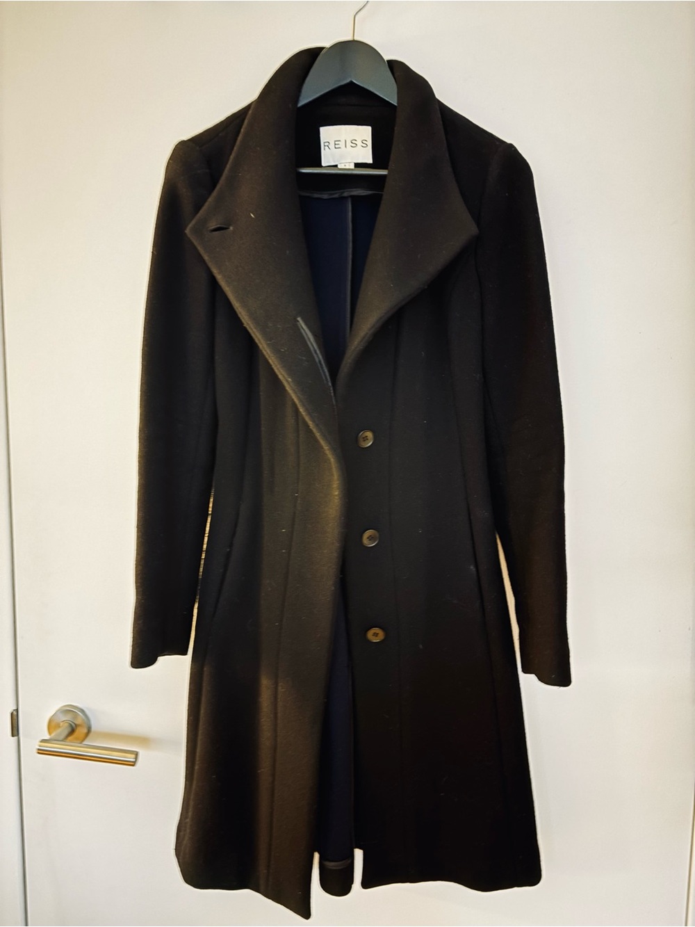 Reiss Wool Blend Tailored Coat in Black